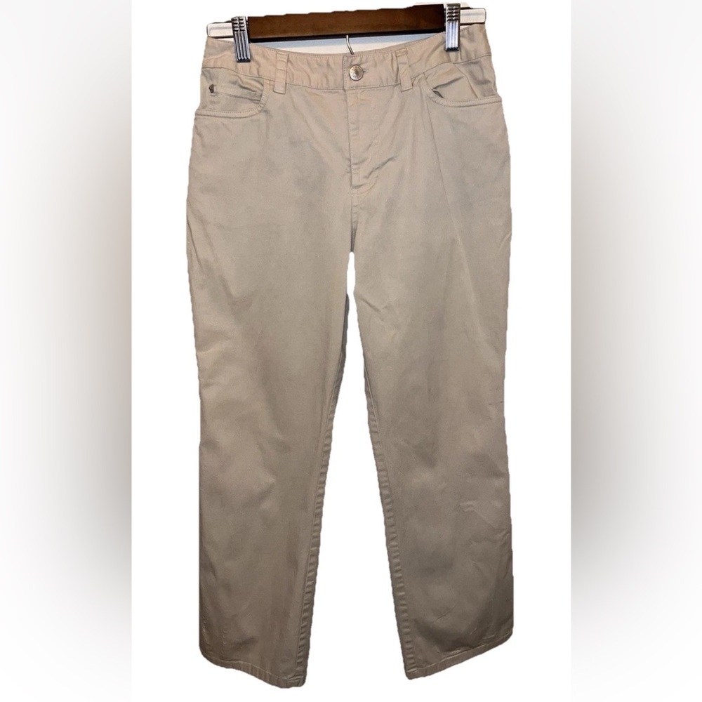 Kate Hill Women's Beige Straight Leg Pants Size 4P EUC Career Wear Casual Work